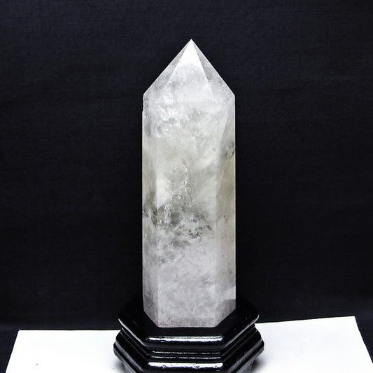 1.4Kg 水晶 六角柱 水晶 ポイント 原石 置物 台座付属 一点物 152-4722