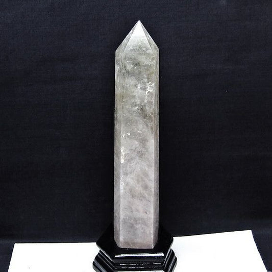 1Kg 水晶 六角柱 水晶 ポイント 原石 置物 台座付属 一点物 152-4724