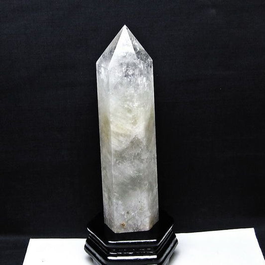 1.4Kg 水晶 六角柱 水晶 ポイント 原石 置物 台座付属 一点物 152-4727