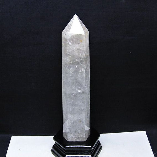 1.1Kg 水晶 六角柱 水晶 ポイント 原石 置物 台座付属 一点物 152-4733