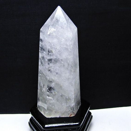 1.3Kg 水晶 六角柱 水晶 ポイント 原石 置物 台座付属 一点物 152-4737