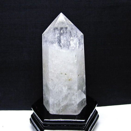 1.2Kg 水晶 六角柱 水晶 ポイント 原石 置物 台座付属 一点物 152-4739