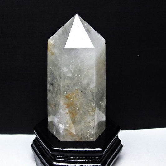 1Kg 水晶 六角柱 水晶 ポイント 原石 置物 台座付属 一点物 152-4741