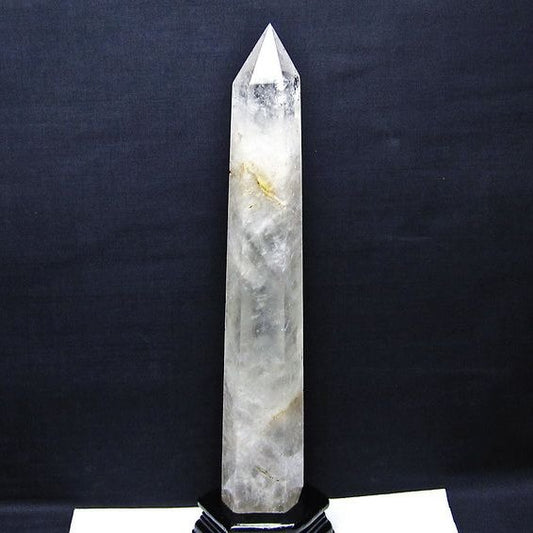 1.3Kg 水晶 六角柱 水晶 ポイント 原石 置物 台座付属 一点物 152-4745