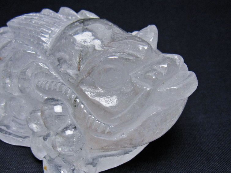 水晶 手彫り-卓上置物-キンセン-金蟾 ガーデンクォーツ 一点物 154-100