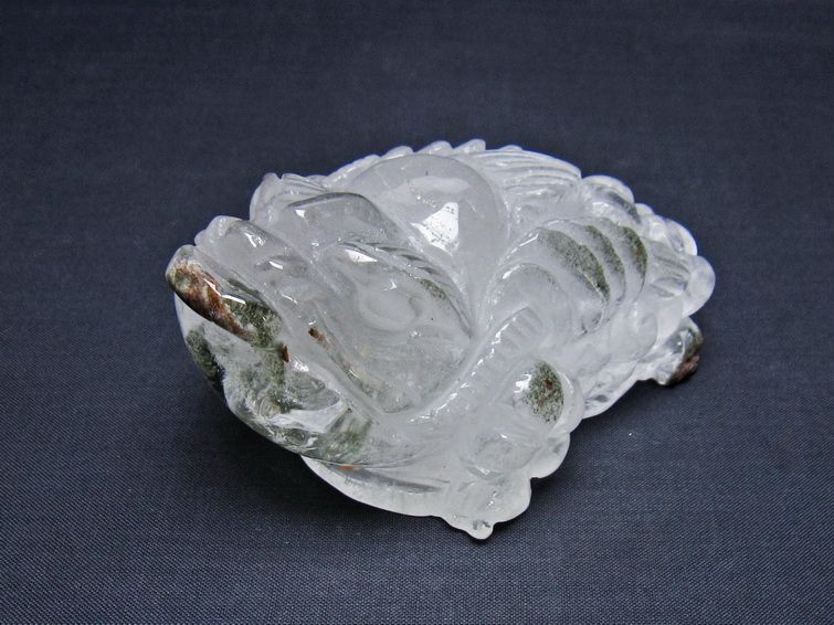 水晶 手彫り-卓上置物-キンセン-金蟾 ガーデンクォーツ 一点物 154-101