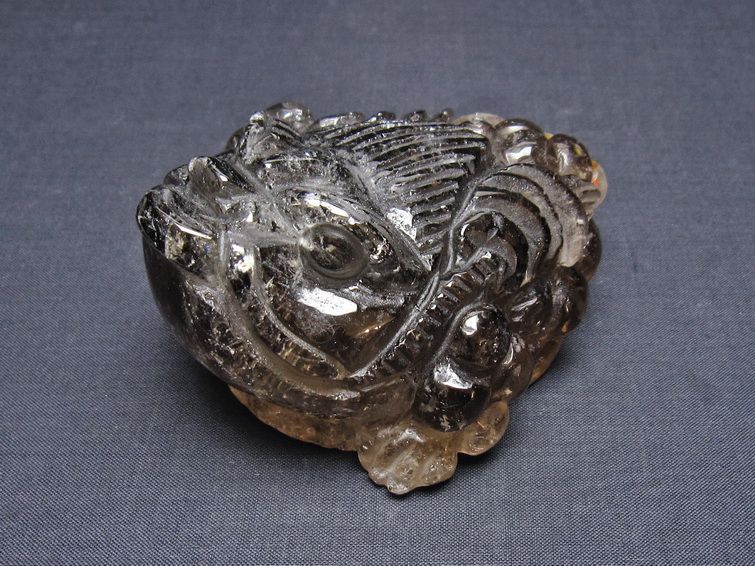 水晶 手彫り-卓上置物-キンセン-金蟾 一点物 154-106