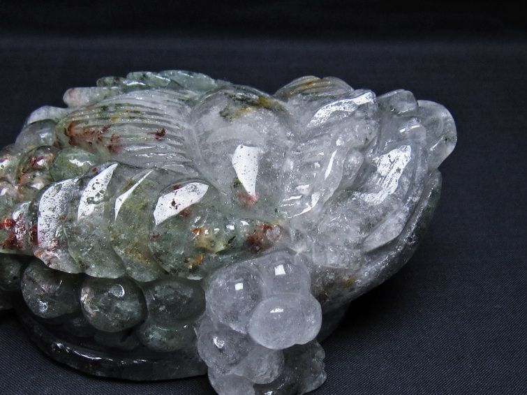 水晶 手彫り-卓上置物-キンセン-金蟾 ガーデンクォーツ 一点物 154-108