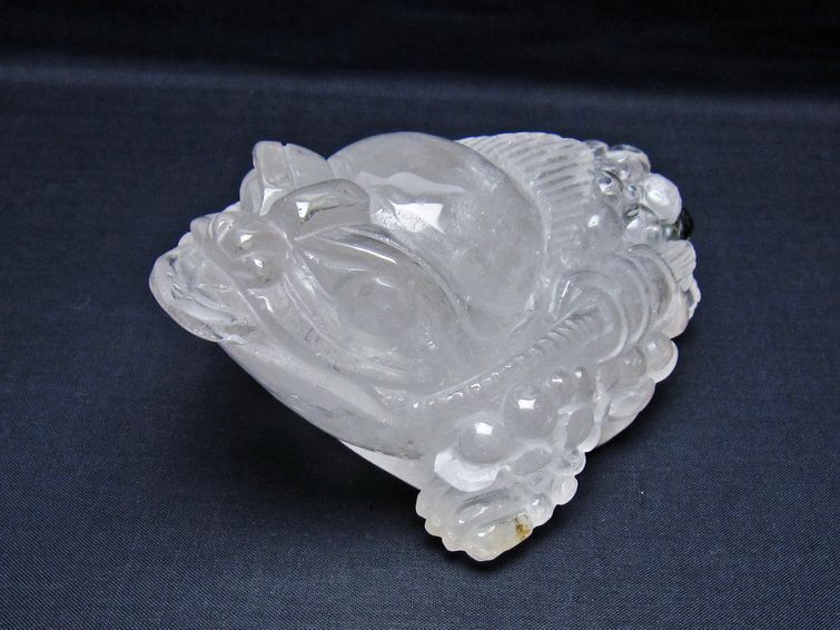 水晶 手彫り-卓上置物-キンセン-金蟾 一点物 154-109