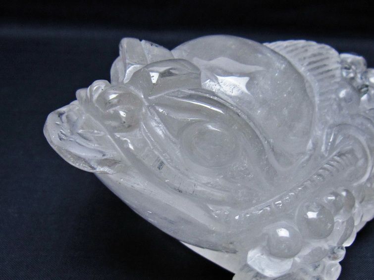 水晶 手彫り-卓上置物-キンセン-金蟾 一点物 154-109