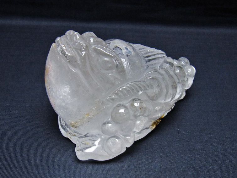 水晶 手彫り-卓上置物-キンセン-金蟾 一点物 154-110