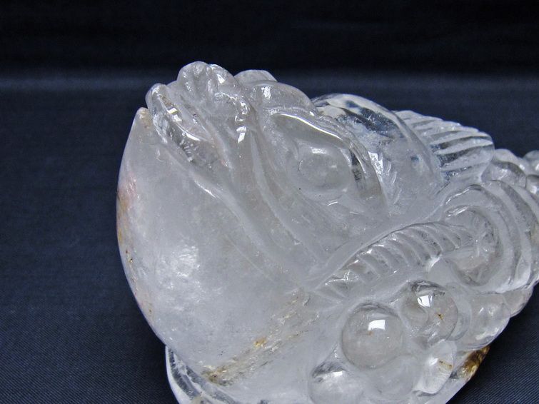 水晶 手彫り-卓上置物-キンセン-金蟾 一点物 154-110