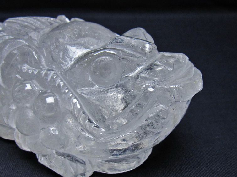 水晶 手彫り-卓上置物-キンセン-金蟾 一点物 154-111