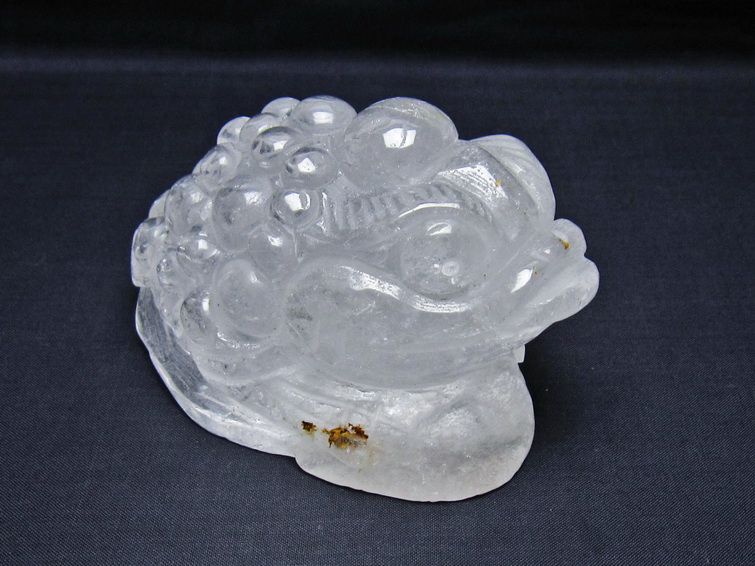 水晶 手彫り-卓上置物-キンセン-金蟾 一点物 154-112