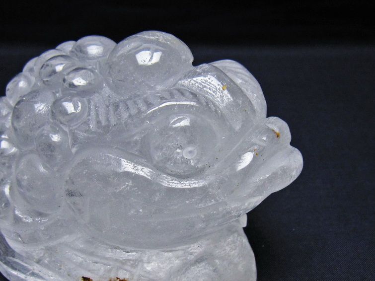 水晶 手彫り-卓上置物-キンセン-金蟾 一点物 154-112