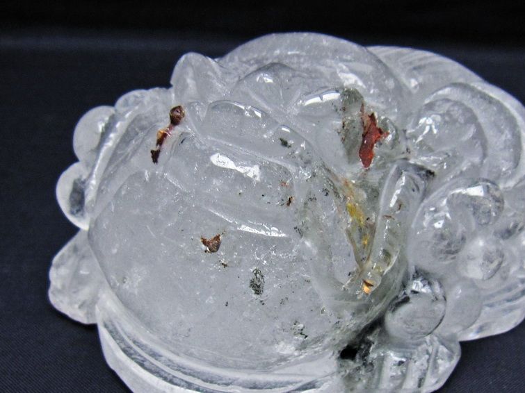 1Kg 水晶 手彫り-卓上置物-キンセン-金蟾 ガーデンクォーツ 一点物 154-113