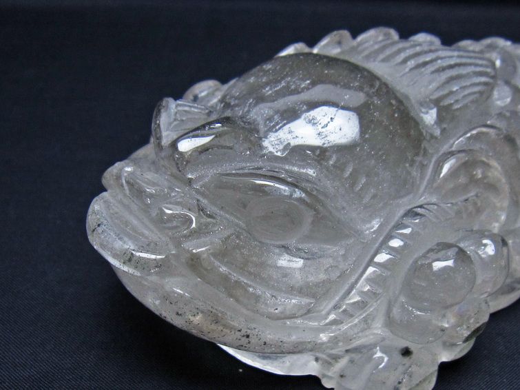 水晶 手彫り-卓上置物-キンセン-金蟾 ガーデンクォーツ 一点物 154-114