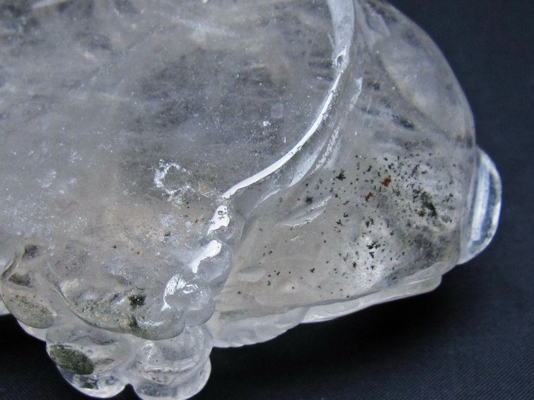 水晶 手彫り-卓上置物-キンセン-金蟾 ガーデンクォーツ 一点物 154-114