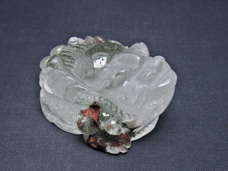 水晶 手彫り-卓上置物-キンセン-金蟾 ガーデンクォーツ 一点物 154-118