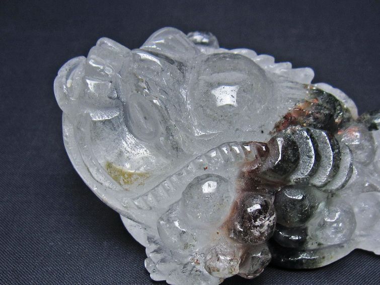 水晶 手彫り-卓上置物-キンセン-金蟾 ガーデンクォーツ 一点物 154-120