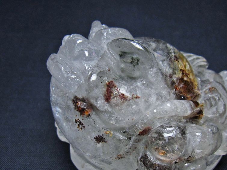 水晶 手彫り-卓上置物-キンセン-金蟾 ガーデンクォーツ 一点物 154-121