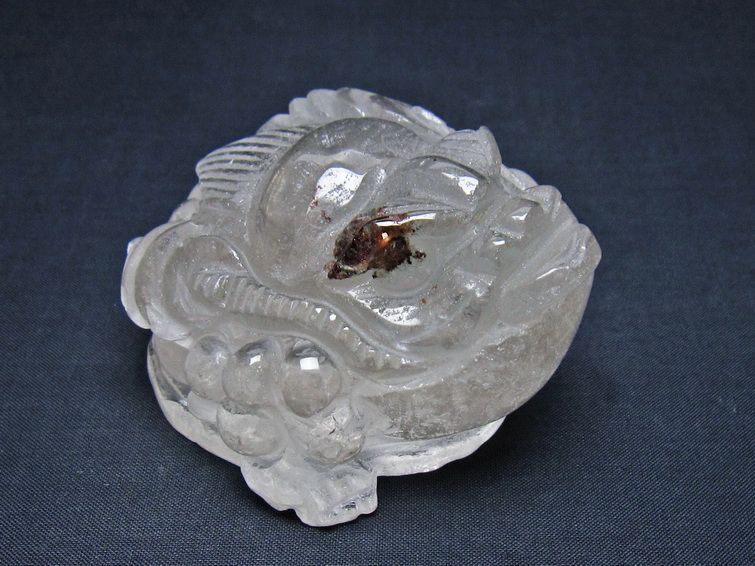 水晶 手彫り-卓上置物-キンセン-金蟾 ガーデンクォーツ 一点物 154-122
