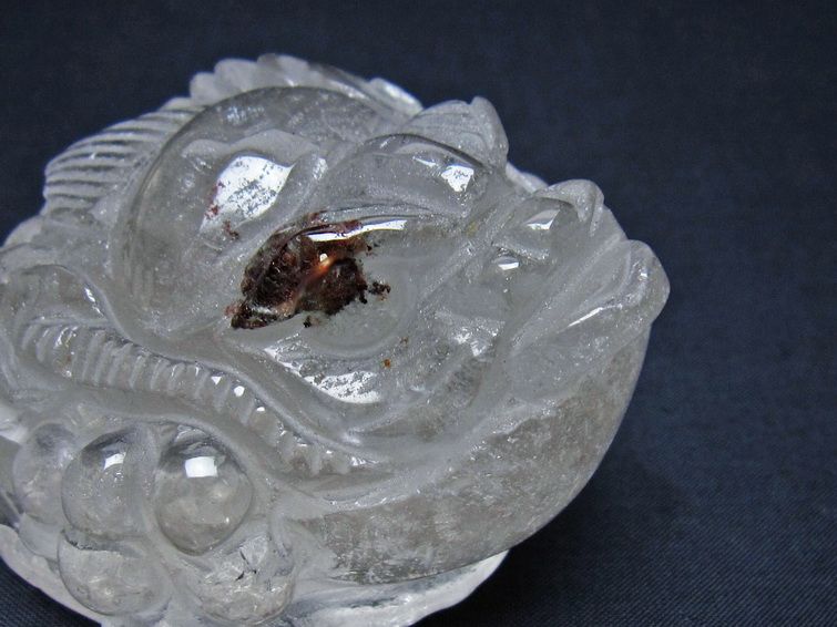 水晶 手彫り-卓上置物-キンセン-金蟾 ガーデンクォーツ 一点物 154-122