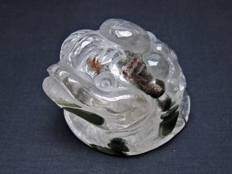 水晶 手彫り-卓上置物-キンセン-金蟾 ガーデンクォーツ 一点物 154-123