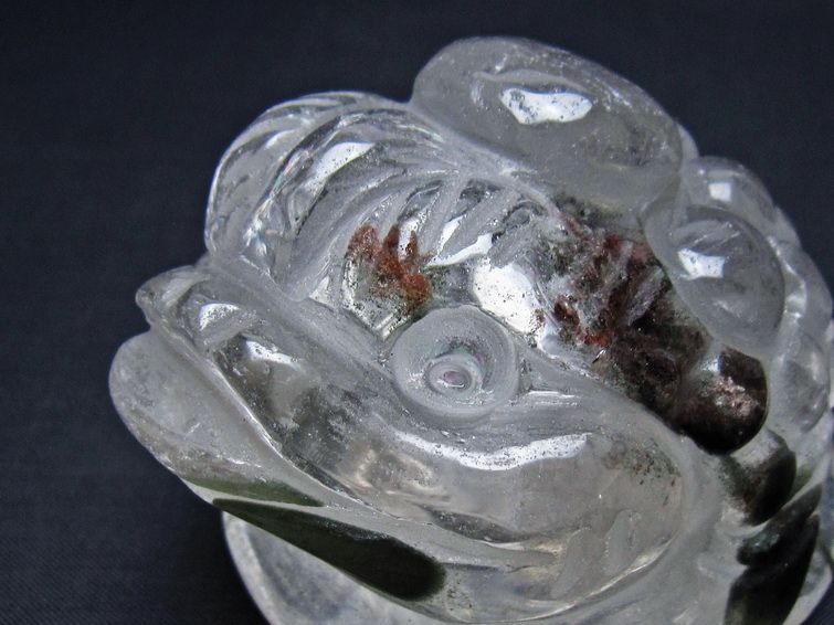 水晶 手彫り-卓上置物-キンセン-金蟾 ガーデンクォーツ 一点物 154-123