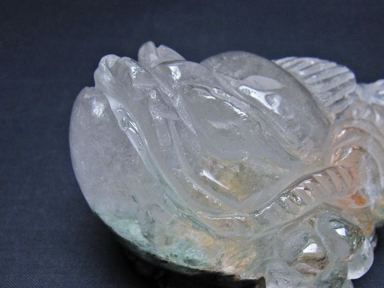 水晶 手彫り-卓上置物-キンセン-金蟾 ガーデンクォーツ 一点物 154-124