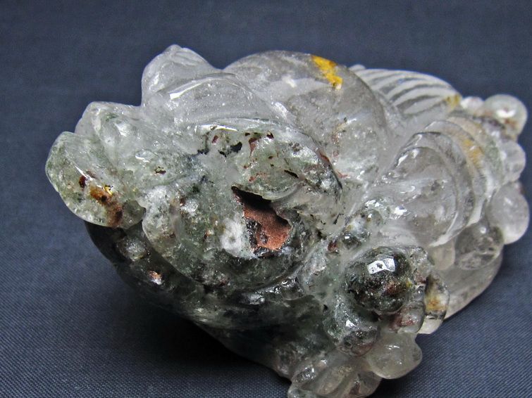 水晶 手彫り-卓上置物-キンセン-金蟾 ガーデンクォーツ 一点物 154-129