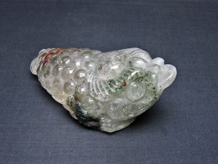 水晶 手彫り-卓上置物-キンセン-金蟾 ガーデンクォーツ 一点物 154-130