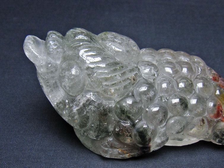 水晶 手彫り-卓上置物-キンセン-金蟾 ガーデンクォーツ 一点物 154-130