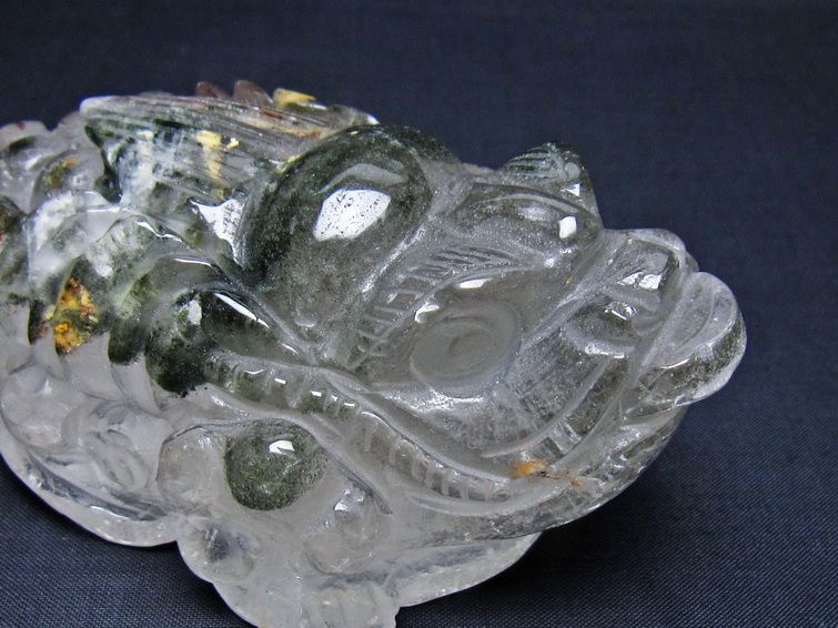 水晶 手彫り-卓上置物-キンセン-金蟾 ガーデンクォーツ 一点物 154-131