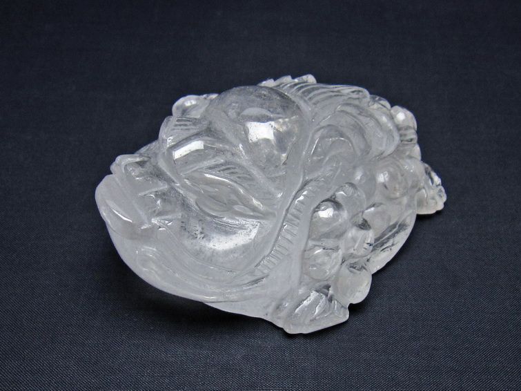 水晶 手彫り-卓上置物-キンセン-金蟾 一点物 154-132