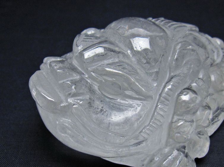 水晶 手彫り-卓上置物-キンセン-金蟾 一点物 154-132