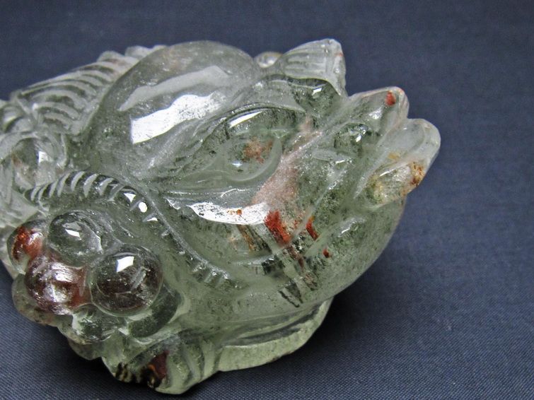 水晶 手彫り-卓上置物-キンセン-金蟾 ガーデンクォーツ 一点物 154-135