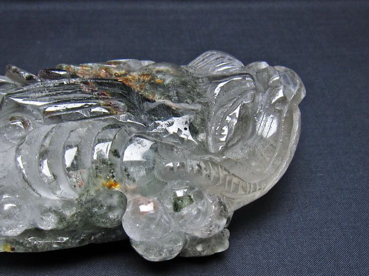 水晶 手彫り-卓上置物-キンセン-金蟾 ガーデンクォーツ 一点物 154-136