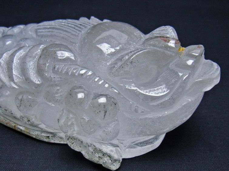 水晶 手彫り-卓上置物-キンセン-金蟾 ガーデンクォーツ 一点物 154-62