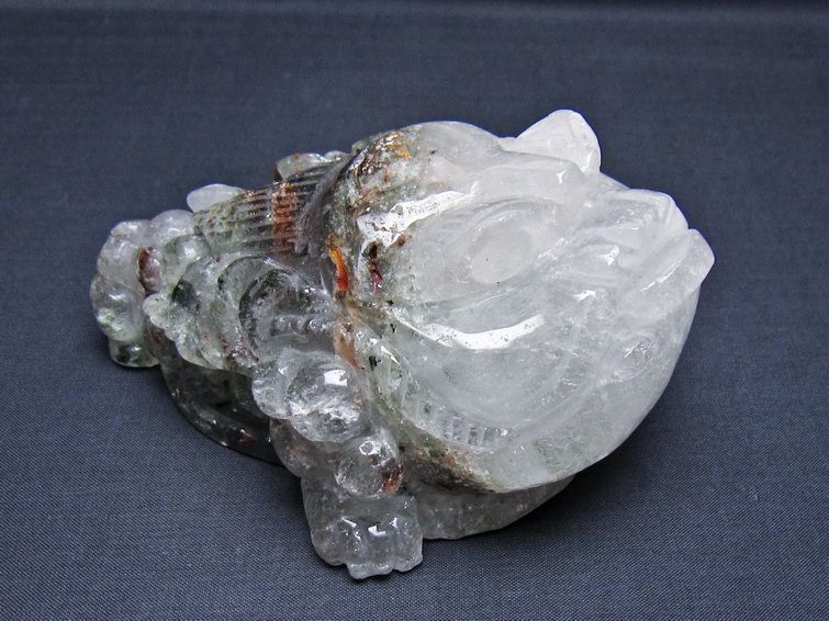 水晶 手彫り-卓上置物-キンセン-金蟾 ガーデンクォーツ 一点物 154-63