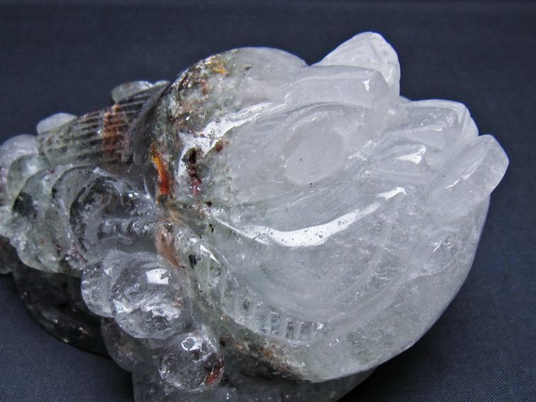 水晶 手彫り-卓上置物-キンセン-金蟾 ガーデンクォーツ 一点物 154-63