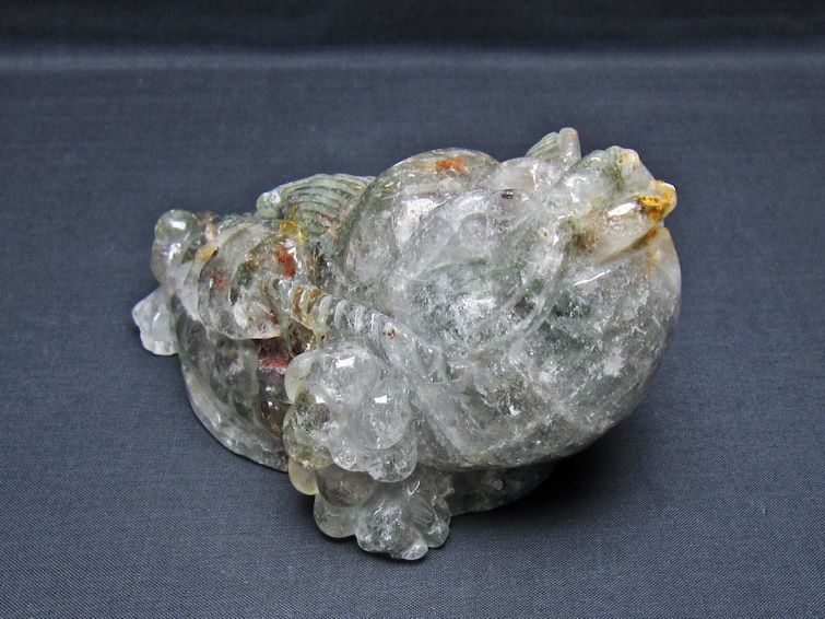 水晶 手彫り-卓上置物-キンセン-金蟾 ガーデンクォーツ 一点物 154-65