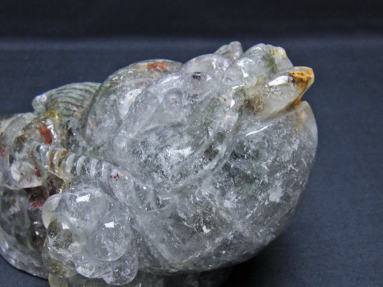 水晶 手彫り-卓上置物-キンセン-金蟾 ガーデンクォーツ 一点物 154-65