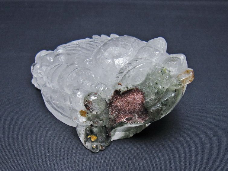 水晶 手彫り-卓上置物-キンセン-金蟾 ガーデンクォーツ 一点物 154-68