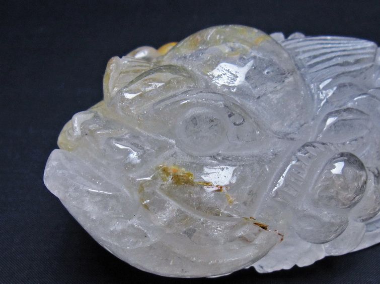 水晶 手彫り-卓上置物-キンセン-金蟾 一点物 154-70