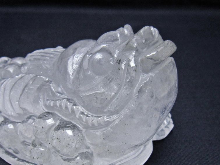 水晶 手彫り-卓上置物-キンセン-金蟾 ガーデンクォーツ 一点物 154-71