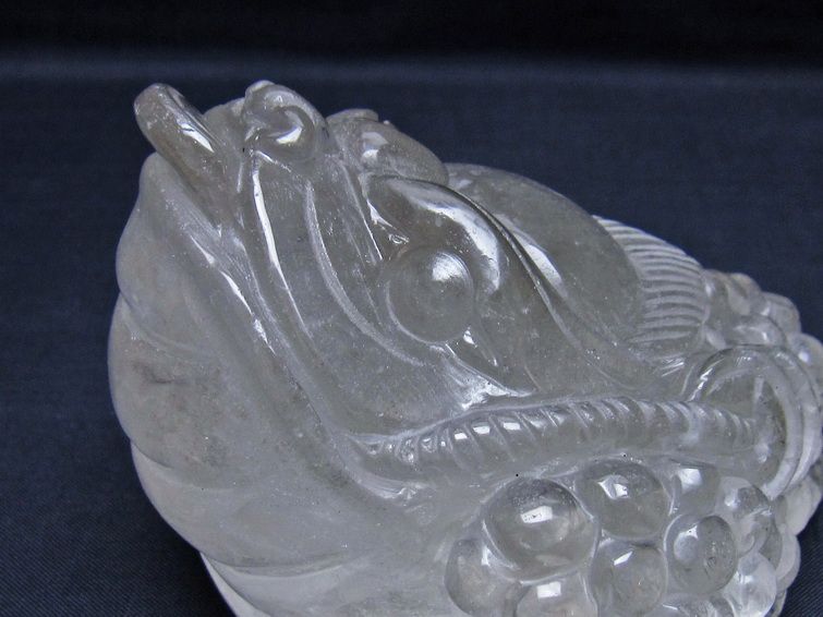 水晶 手彫り-卓上置物-キンセン-金蟾 ガーデンクォーツ 一点物 154-74