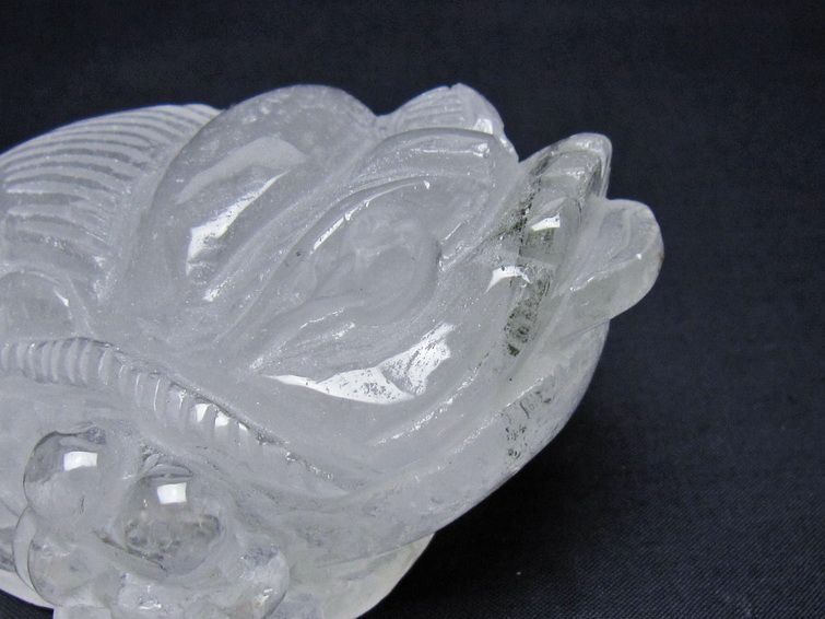 水晶 手彫り-卓上置物-キンセン-金蟾 ガーデンクォーツ 一点物 154-76
