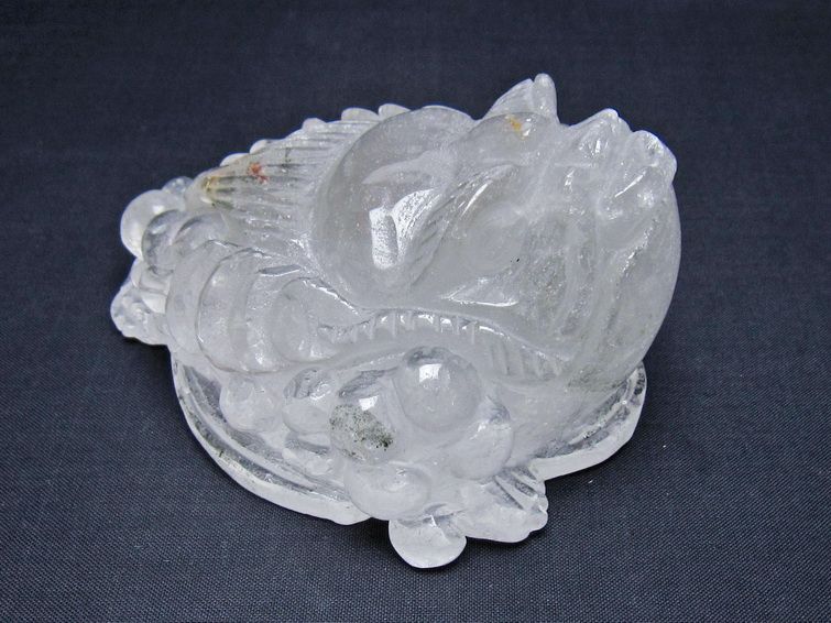 水晶 手彫り-卓上置物-キンセン-金蟾 ガーデンクォーツ 一点物 154-78