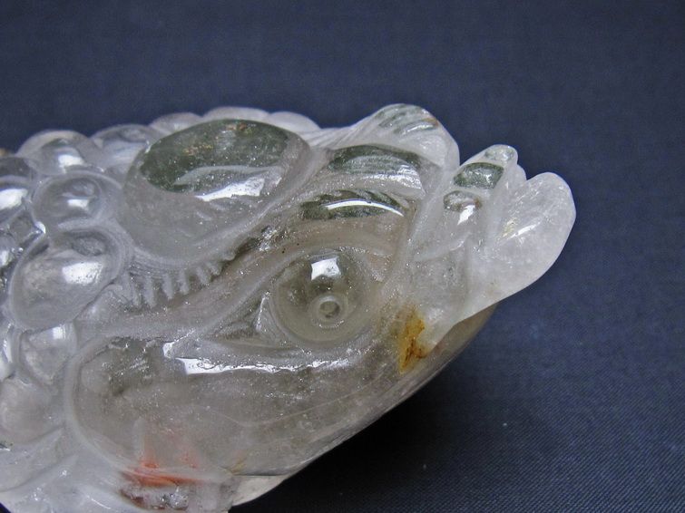 水晶 手彫り-卓上置物-キンセン-金蟾 ガーデンクォーツ 一点物 154-83